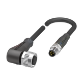 Balluff Cordset, M12 female 90deg A-code 5-pin / M8 male 0deg A-code 4-pin, 0.3m